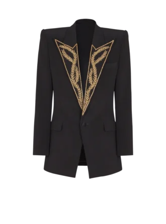1-Knopf-Jacke mit besticktem Kragen