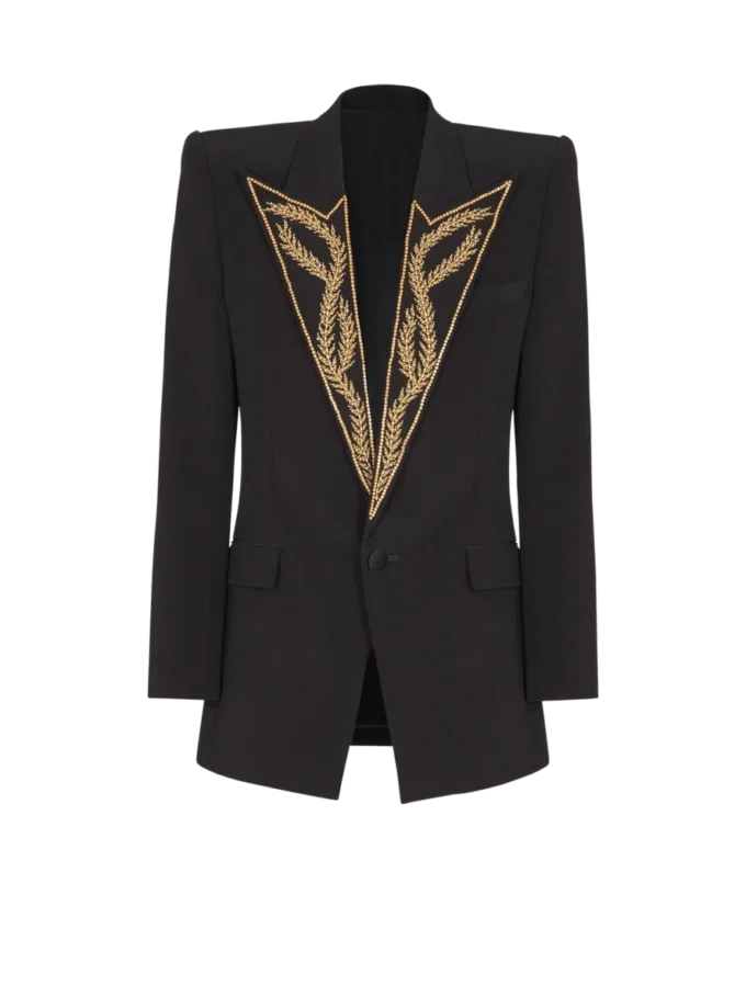 1-Knopf-Jacke mit besticktem Kragen 1-Knopf-Jacke mit besticktem Kragen