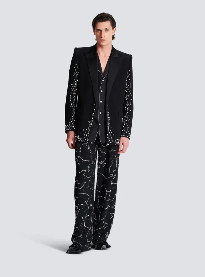 1-Knopf-Jacke mit Constellation-Stickerei 1-Knopf-Jacke mit Constellation-Stickerei