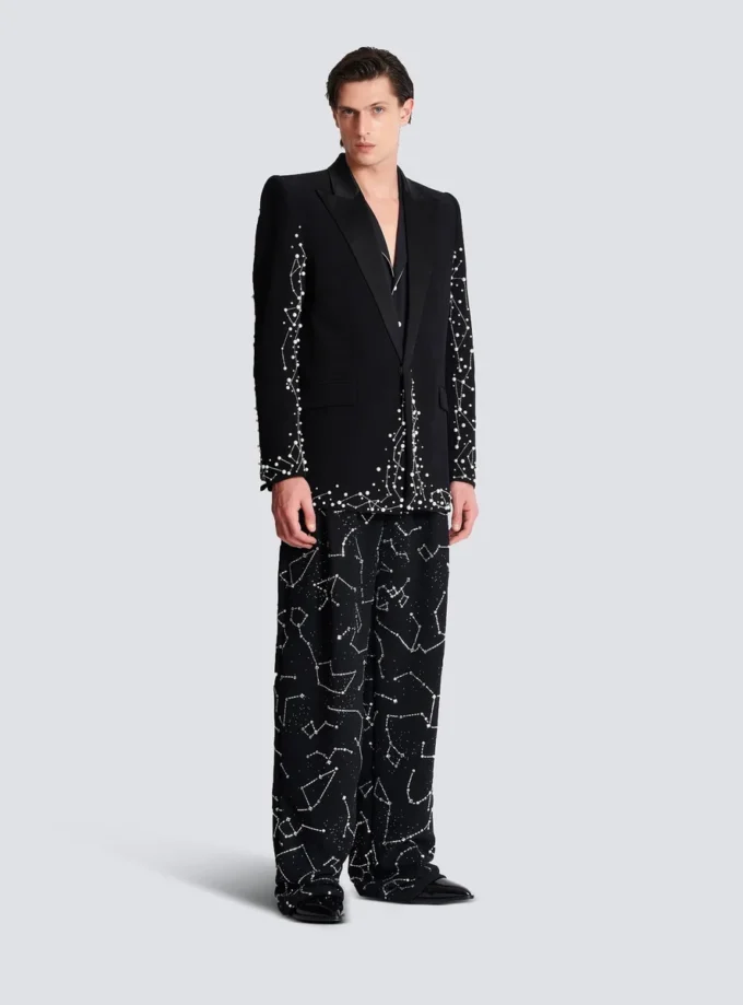 1-Knopf-Jacke mit Constellation-Stickerei 1-Knopf-Jacke mit Constellation-Stickerei
