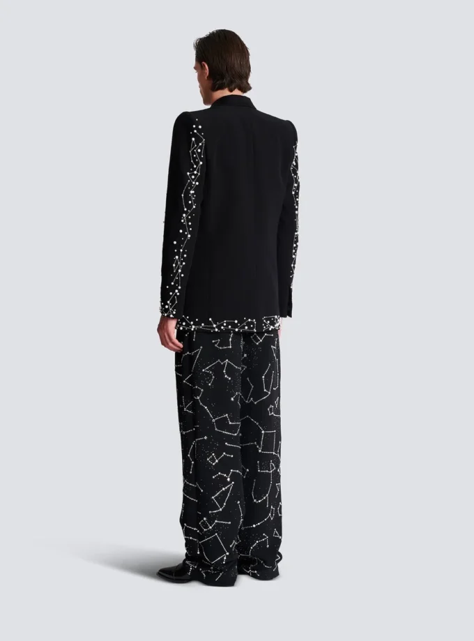 1-Knopf-Jacke mit Constellation-Stickerei 1-Knopf-Jacke mit Constellation-Stickerei