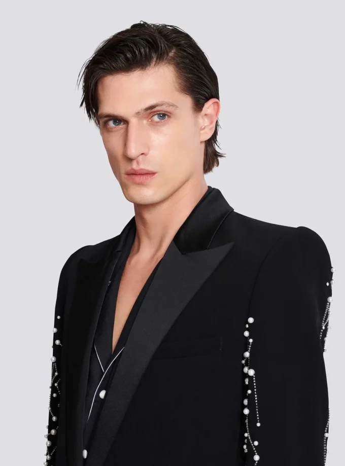 1-Knopf-Jacke mit Constellation-Stickerei 1-Knopf-Jacke mit Constellation-Stickerei