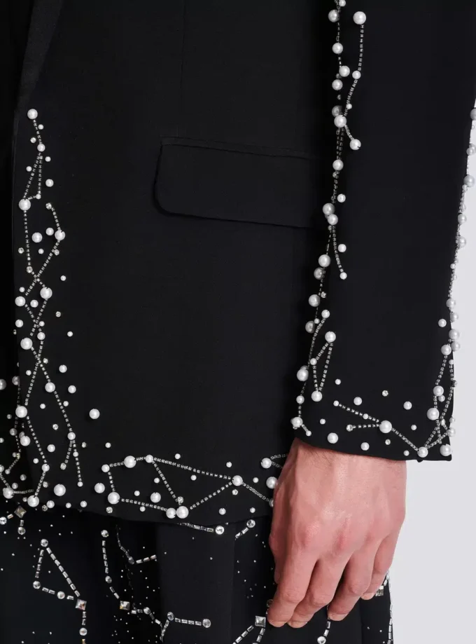 1-Knopf-Jacke mit Constellation-Stickerei 1-Knopf-Jacke mit Constellation-Stickerei