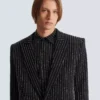1-Knopf-Wolljacke mit Kristallstreifen 1-Knopf-Wolljacke mit Kristallstreifen