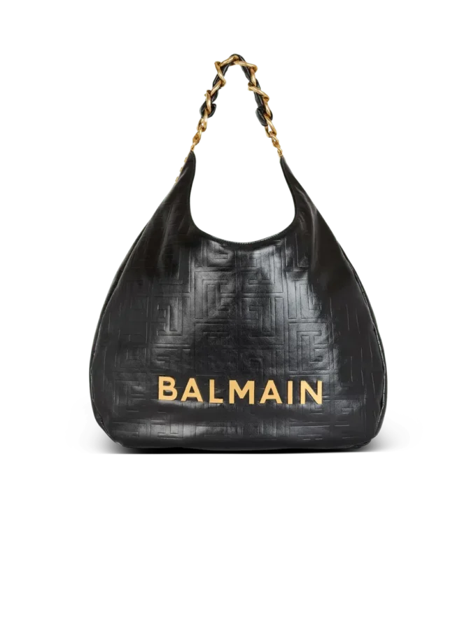 1945 Soft Hobo-Tasche aus geknittertem Leder mit Monogramm 1945 Soft Hobo-Tasche aus geknittertem Leder mit Monogramm