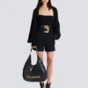 1945 Soft Hobo-Tasche aus geknittertem Leder mit Monogramm 1945 Soft Hobo-Tasche aus geknittertem Leder mit Monogramm