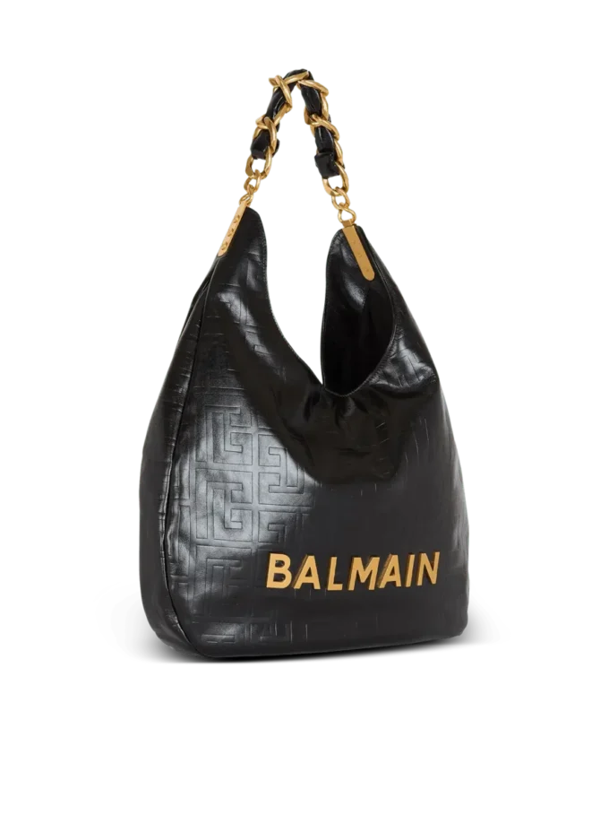 1945 Soft Hobo-Tasche aus geknittertem Leder mit Monogramm 1945 Soft Hobo-Tasche aus geknittertem Leder mit Monogramm