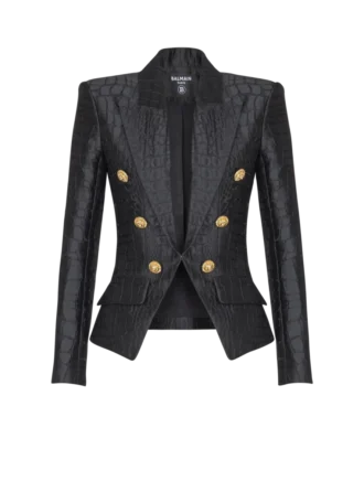 6-Knopf-Jacke aus Krokodil-Jacquard