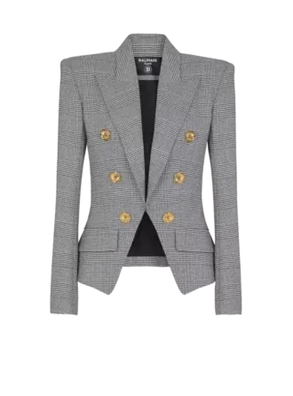 6-Knopf-Jacke aus Prince-of-Wales-Jacquard