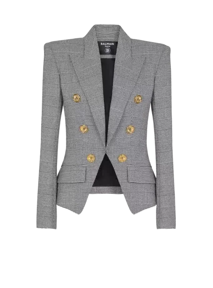 6-Knopf-Jacke aus Prince-of-Wales-Jacquard 6-Knopf-Jacke aus Prince-of-Wales-Jacquard