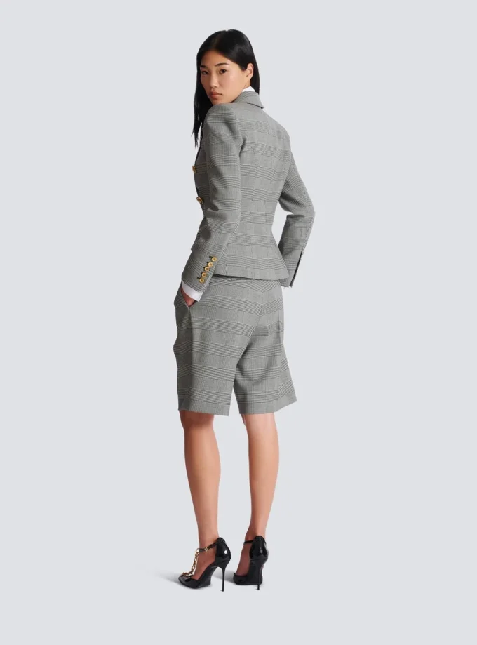 6-Knopf-Jacke aus Prince-of-Wales-Jacquard 6-Knopf-Jacke aus Prince-of-Wales-Jacquard