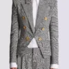 6-Knopf-Jacke aus Prince-of-Wales-Jacquard 6-Knopf-Jacke aus Prince-of-Wales-Jacquard