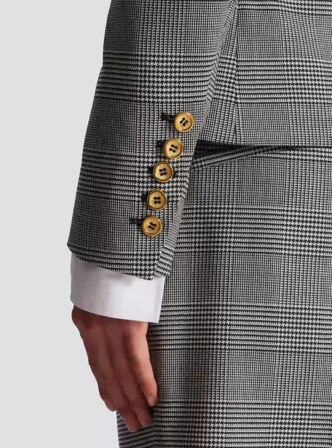 6-Knopf-Jacke aus Prince-of-Wales-Jacquard 6-Knopf-Jacke aus Prince-of-Wales-Jacquard