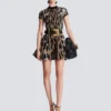 A-Linien-Kleid aus Jacquard mit Leopardenmuster A-Linien-Kleid aus Jacquard mit Leopardenmuster