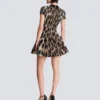 A-Linien-Kleid aus Jacquard mit Leopardenmuster A-Linien-Kleid aus Jacquard mit Leopardenmuster