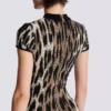 A-Linien-Kleid aus Jacquard mit Leopardenmuster A-Linien-Kleid aus Jacquard mit Leopardenmuster
