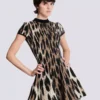 A-Linien-Kleid aus Jacquard mit Leopardenmuster A-Linien-Kleid aus Jacquard mit Leopardenmuster