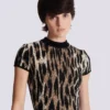 A-Linien-Kleid aus Jacquard mit Leopardenmuster A-Linien-Kleid aus Jacquard mit Leopardenmuster