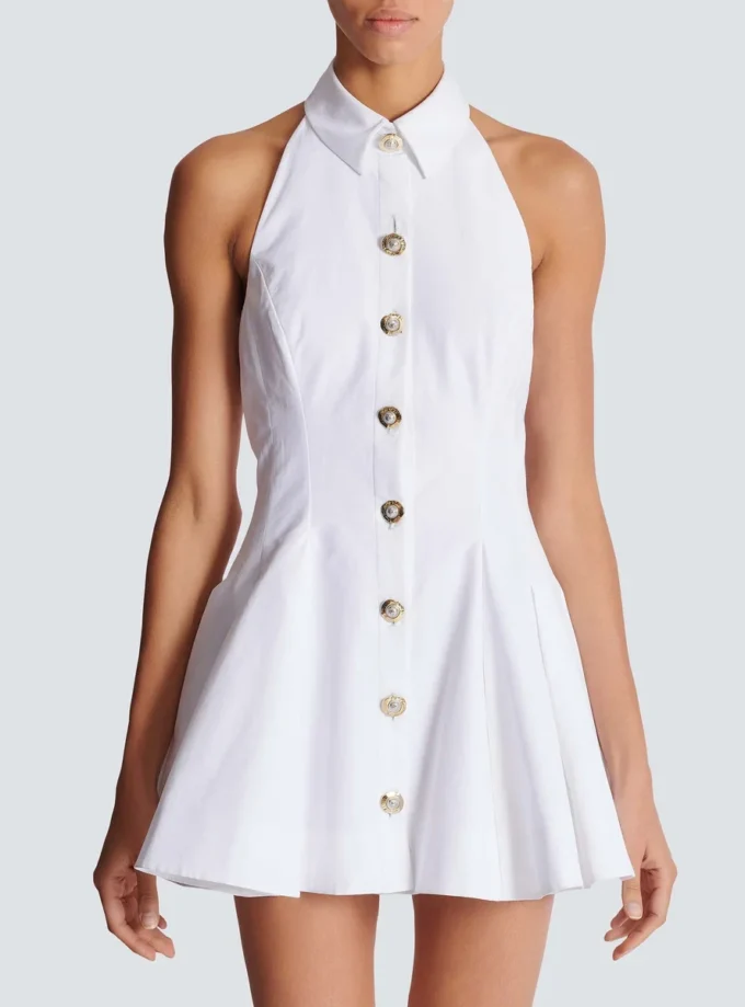 A-Linien-Kleid aus Popeline mit Rückenausschnitt A-Linien-Kleid aus Popeline mit Rückenausschnitt