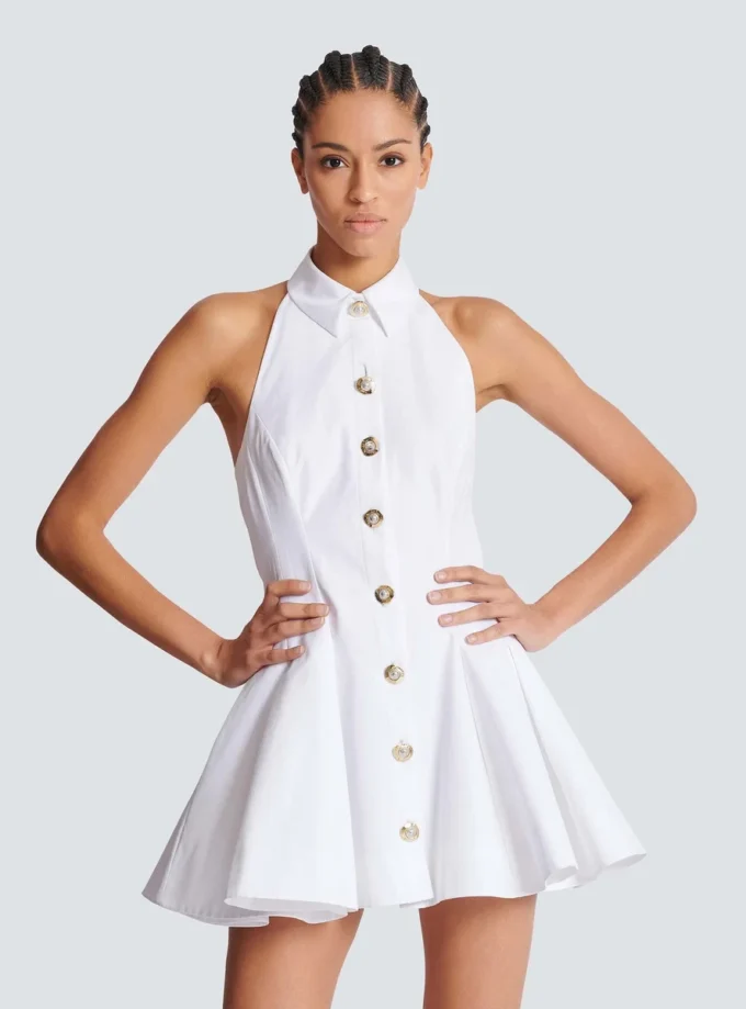 A-Linien-Kleid aus Popeline mit Rückenausschnitt A-Linien-Kleid aus Popeline mit Rückenausschnitt