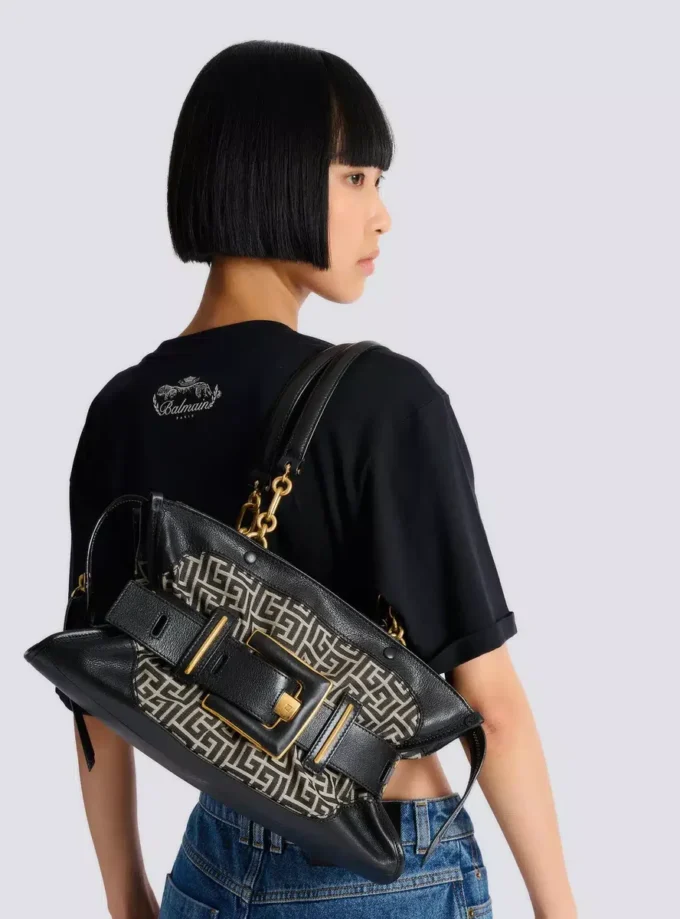 Anthem-Tasche aus Leder und Jacquard mit Monogramm Anthem-Tasche aus Leder und Jacquard mit Monogramm