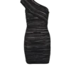 Asymmetrisches Kleid aus glänzendem Rollstrick Asymmetrisches Kleid aus glänzendem Rollstrick