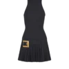 Ausgestelltes Grain-de-Poudre-Kleid mit Gürtel Ausgestelltes Grain-de-Poudre-Kleid mit Gürtel