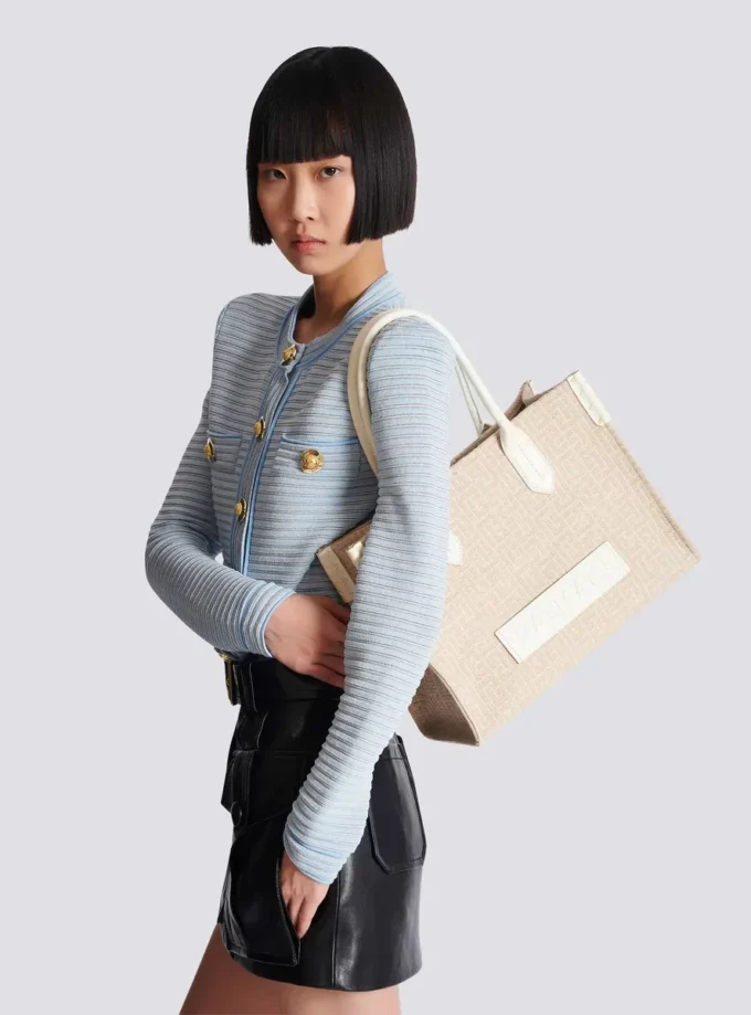 B-Army 36 Monogramm-Canvas-Jacquard- und Ledertasche B-Army 36 Monogramm-Canvas-Jacquard- und Ledertasche