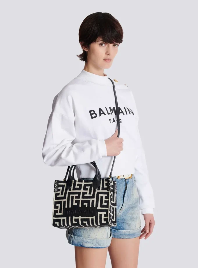B-Army Jacquard- und Ledertasche mit Monogramm B-Army Jacquard- und Ledertasche mit Monogramm
