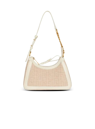 B-Army Schultertasche aus Jacquard-Canvas mit Monogramm und Leder