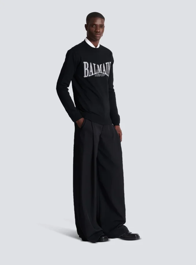 Balmain College Jacquard-Strickpullover