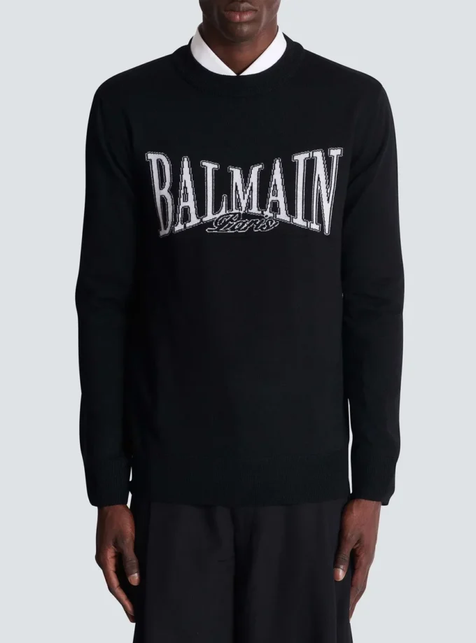 Balmain College Jacquard-Strickpullover