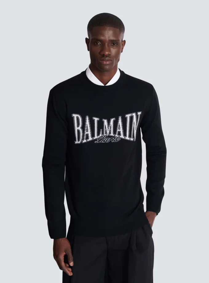 Balmain College Jacquard-Strickpullover