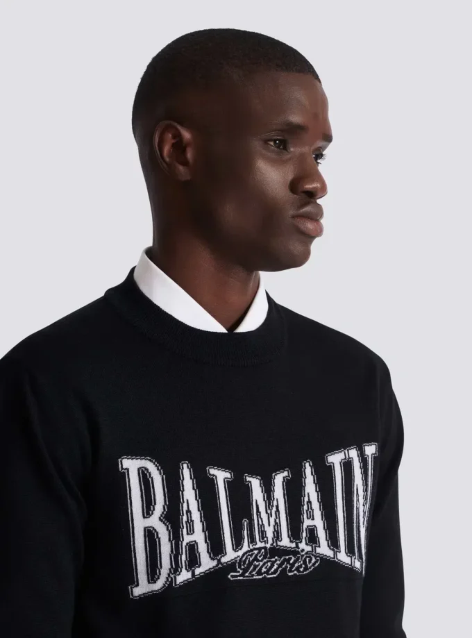 Balmain College Jacquard-Strickpullover