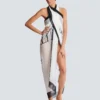 Balmain Couture zweifarbiger Strandwickel mit Print