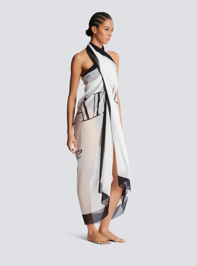 Balmain Couture zweifarbiger Strandwickel mit Print