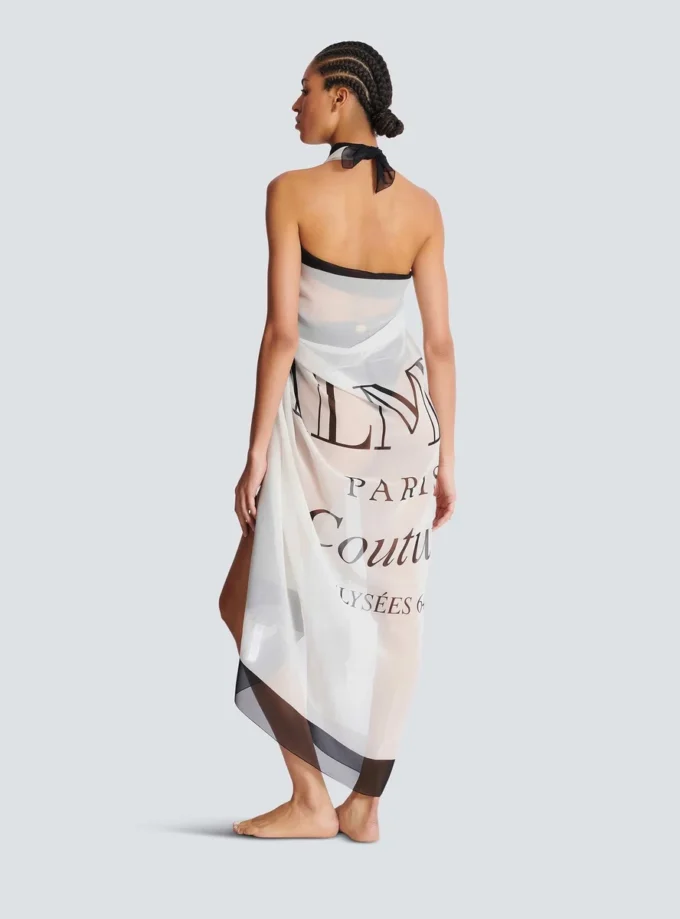Balmain Couture zweifarbiger Strandwickel mit Print