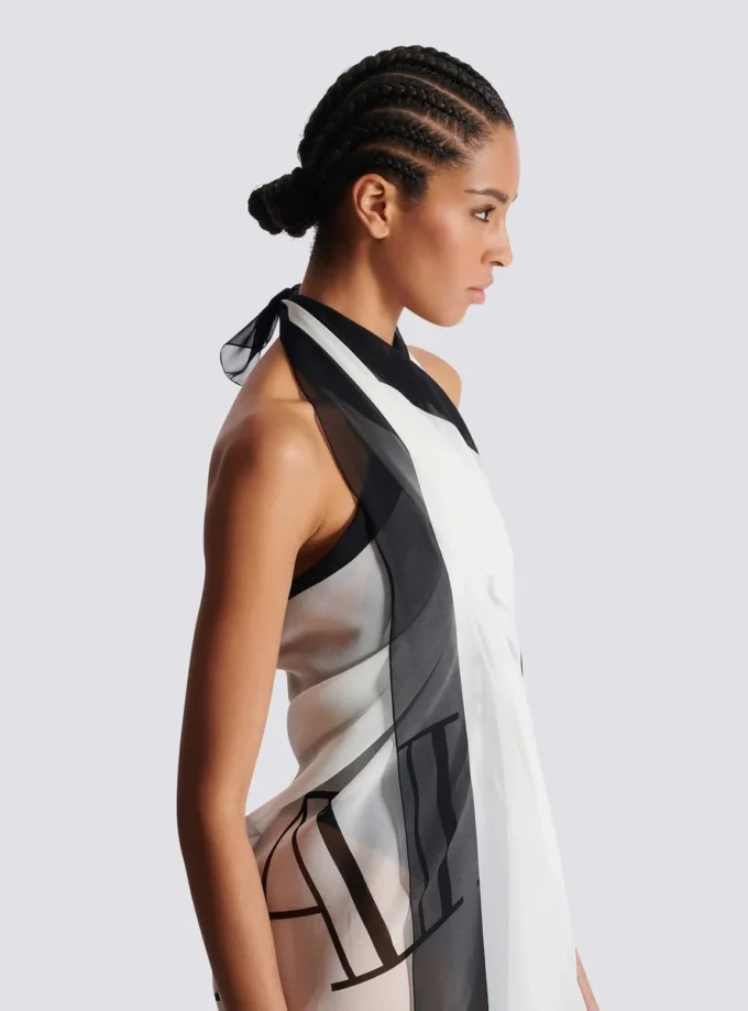 Balmain Couture zweifarbiger Strandwickel mit Print