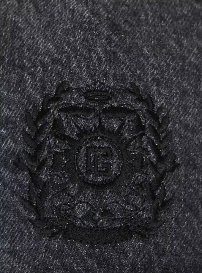Balmain Écusson bestickte Denim-Kappe Balmain Écusson bestickte Denim-Kappe