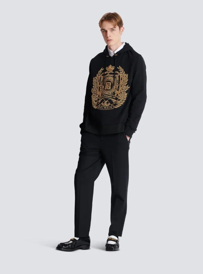 Balmain Écusson bestickter Hoodie Balmain Écusson bestickter Hoodie