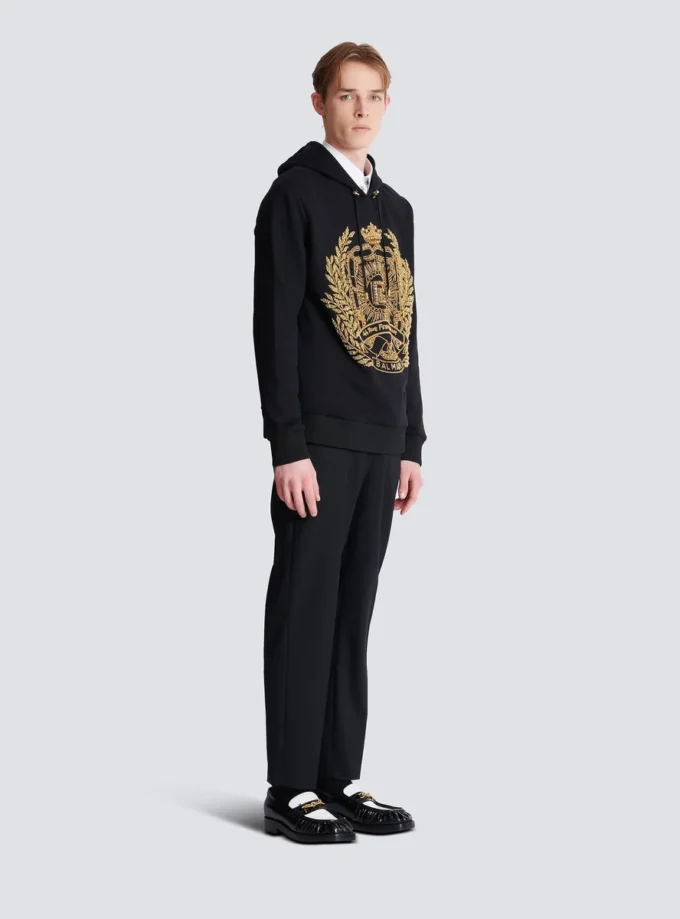 Balmain Écusson bestickter Hoodie Balmain Écusson bestickter Hoodie