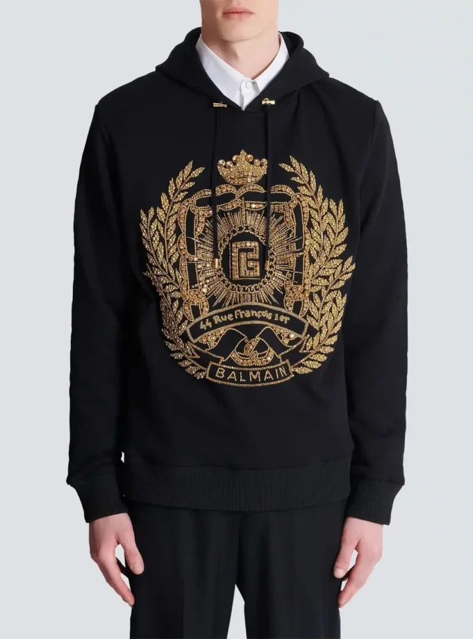 Balmain Écusson bestickter Hoodie Balmain Écusson bestickter Hoodie