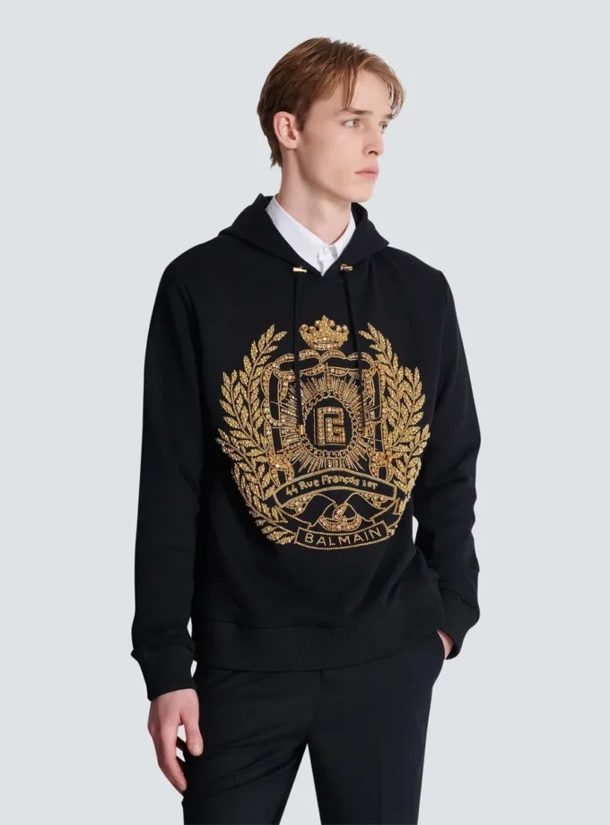 Balmain Écusson bestickter Hoodie Balmain Écusson bestickter Hoodie
