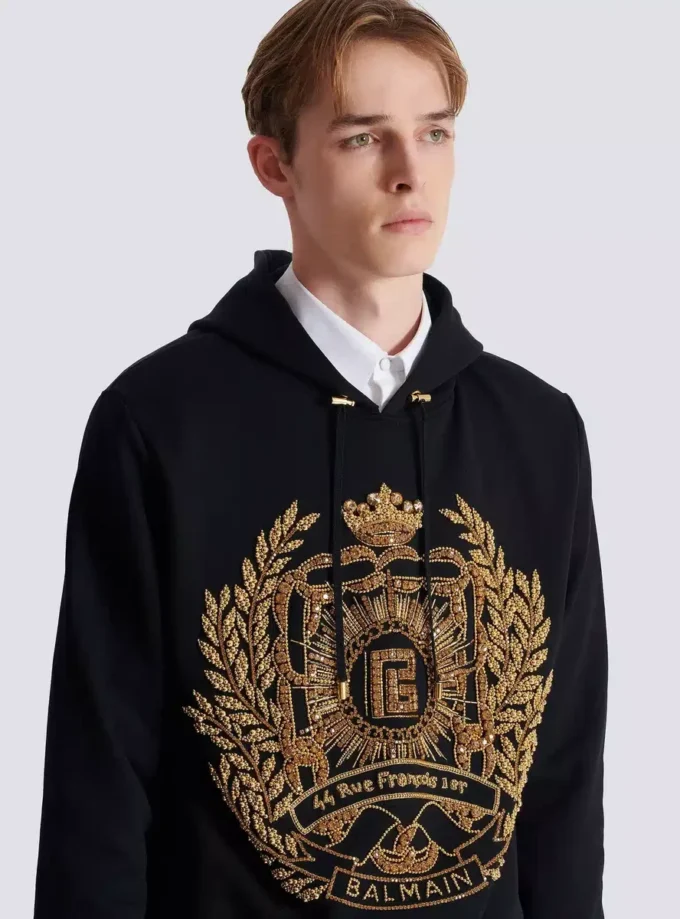 Balmain Écusson bestickter Hoodie Balmain Écusson bestickter Hoodie