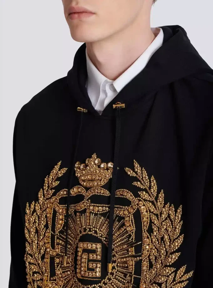 Balmain Écusson bestickter Hoodie Balmain Écusson bestickter Hoodie