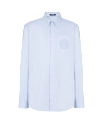 Balmain Écusson besticktes Baumwollhemd