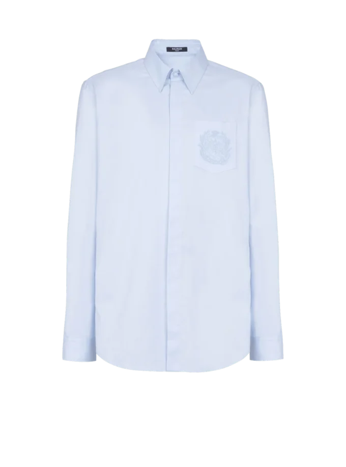 Balmain Écusson besticktes Baumwollhemd