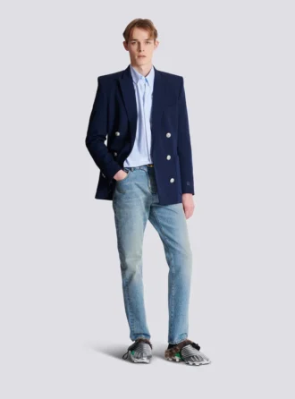 Balmain Écusson besticktes Baumwollhemd