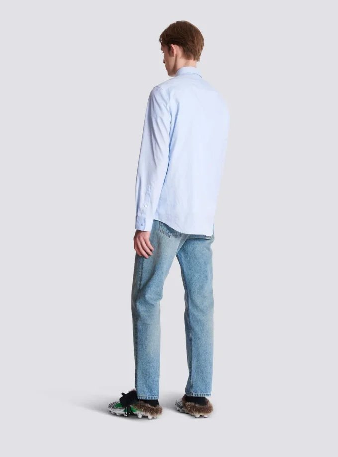 Balmain Écusson besticktes Baumwollhemd