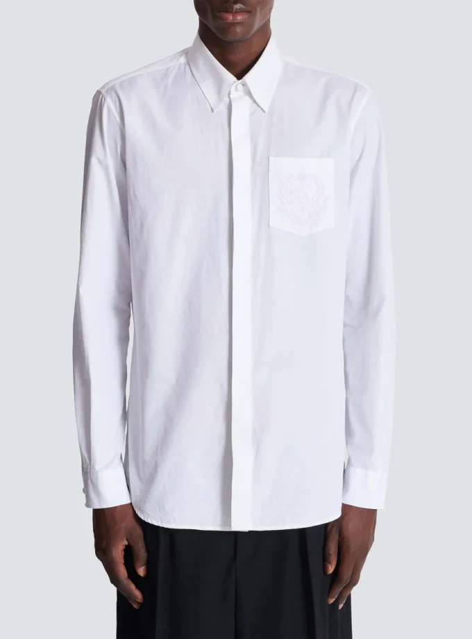Balmain Écusson besticktes Popelinehemd